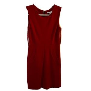 Diane Von Furstenberg Womens Red Sheath Dress Size 0 Sleeveless Zip Valentines